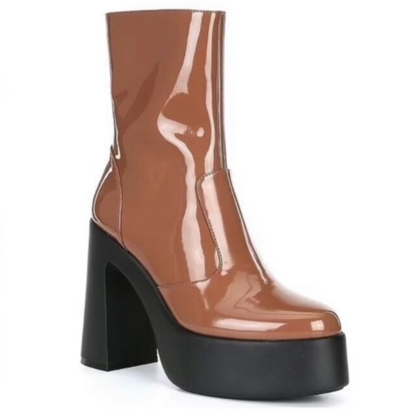 Brown Mid Boots GB Levi-Tate Patent Platform - Picture 2 of 5